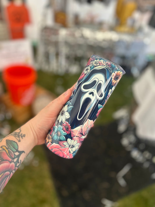 Ghostface Floral Tumbler