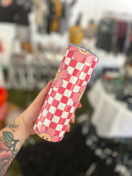 Checkered Smiley Tumbler