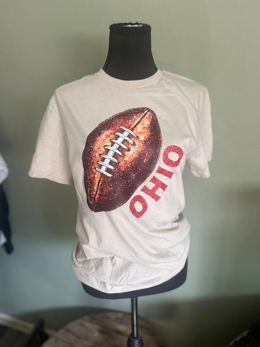 Faux Glitter Football Ohio Top