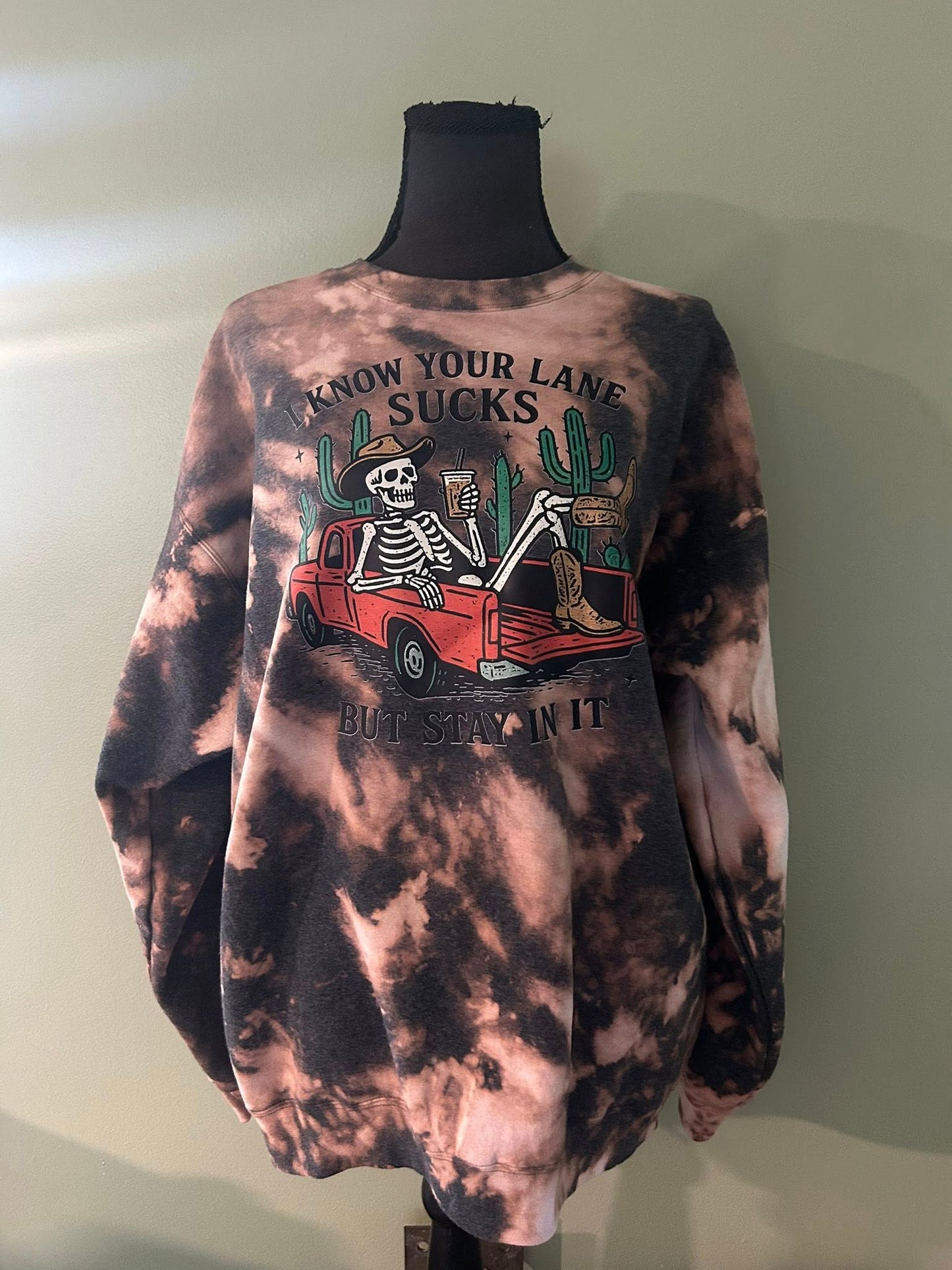 I Know Your Lane Sucks Acid Wash Sweatshirt