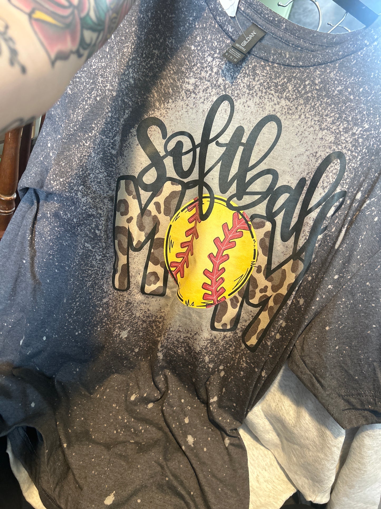 XL softball mom bleached tee