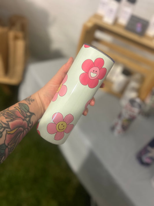 Floral Smiley Tumbler