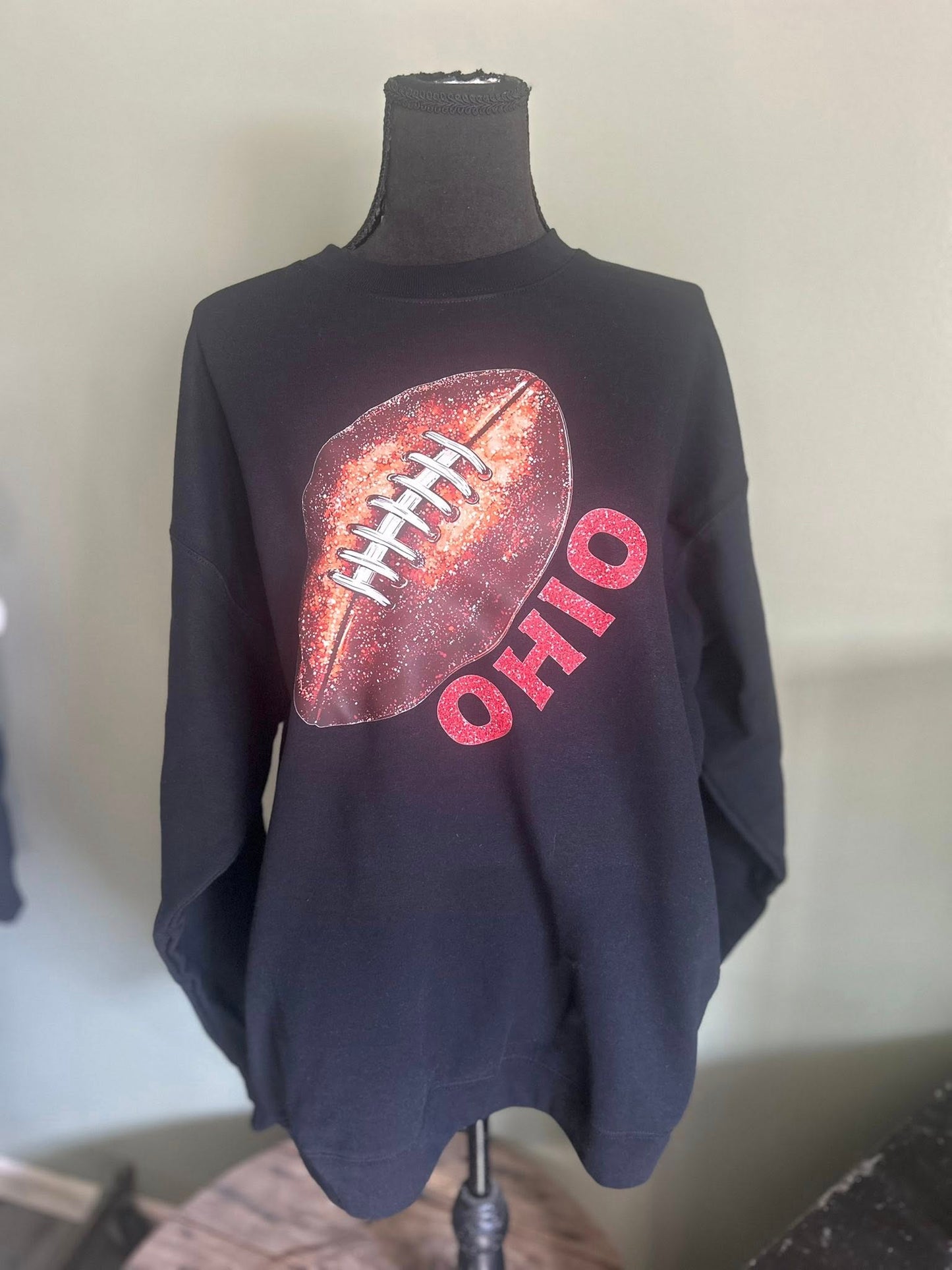 Faux Glitter Football Ohio Top