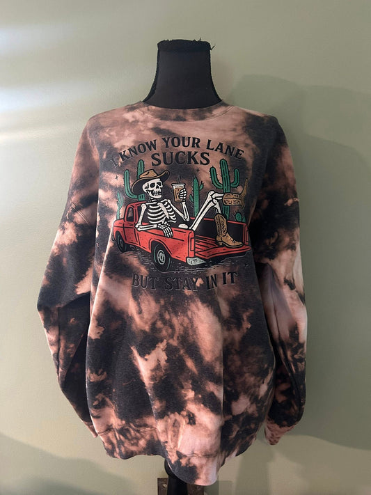I Know Your Lane Sucks Acid Wash Sweatshirt